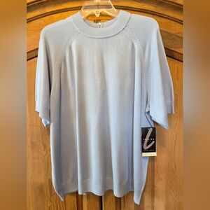 Hampshire Studio Woman Lightweight Sweater Luxelon Light Blue Plus Size 1X NEW